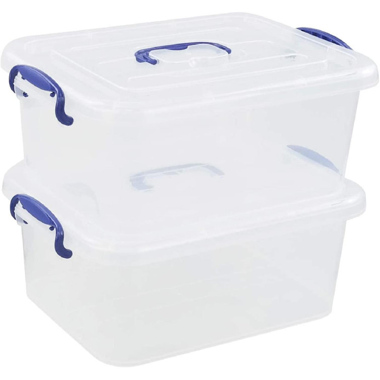 Rebrilliant 2 Packs Plastic Stackable Storage Boxes With Transparent